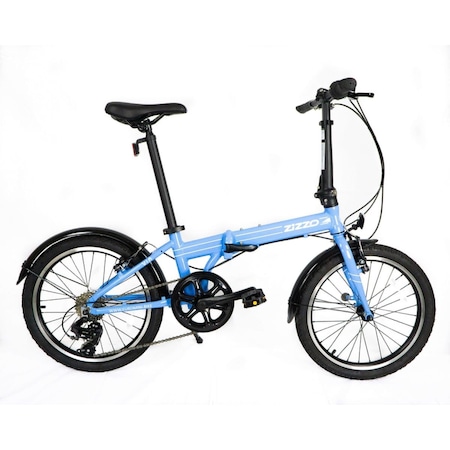 La Risa Zizzo Via 26 lbs Lightweight Aluminum Frame Shimano 7-Speed Folding Bike, Sky Blue - 20 in. LA2179917